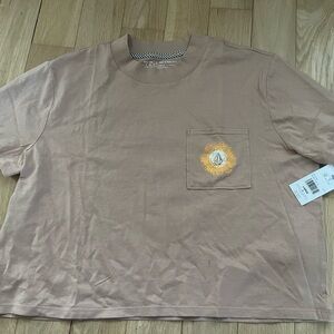Volcom Tan Cropped Women Shirt NWT